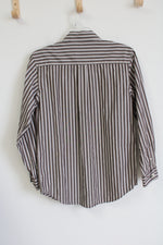 Gap Kids Brown White Striped Button Down Shirt | Youth XXL (20)