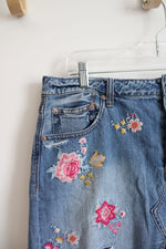 American Eagle Embroidered Colorful Floral Mini Denim Skirt | 14