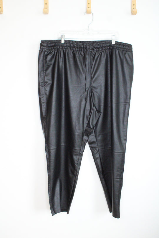 NEW Old Navy Billie Straight Black Faux Leather Drawstring Jogger Pants | 2X