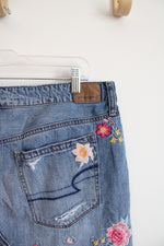 American Eagle Embroidered Colorful Floral Mini Denim Skirt | 14