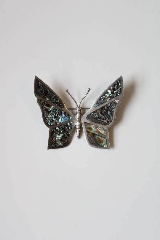 Abalone Shell Sterling silver Mexico Butterfly Pin