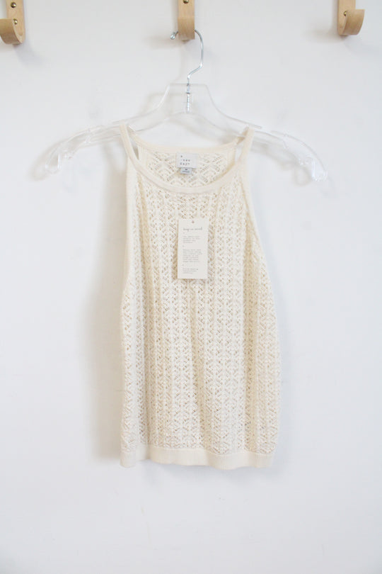 NEW A New Day Cream Crocheted Tank | M