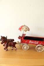 Cast Iron Coca-Cola Horse-Drawn Delivery Wagon Toy