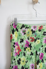 Lily Green & Colorful Floral Ruffled Skirt | S