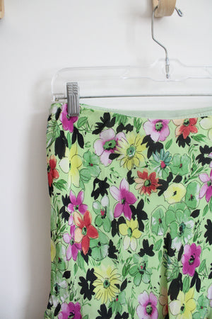 Lily Green & Colorful Floral Ruffled Skirt | S