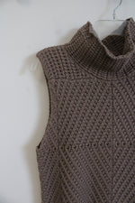 NEW Context Brown Knit Mock Neck Sweater | L