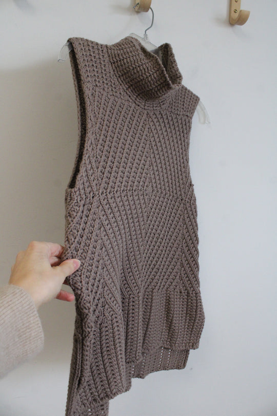 NEW Context Brown Knit Mock Neck Sweater | L