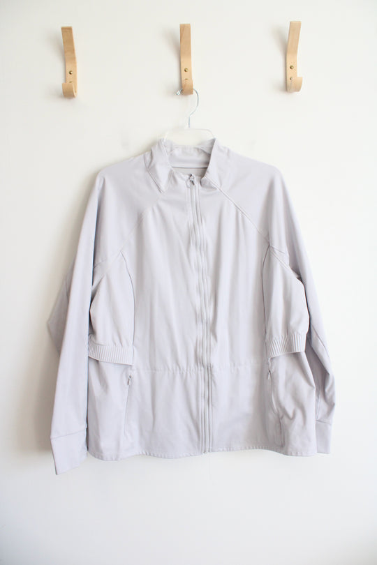 Fabletics Light Gray Zip Up Athletic Jacket | XL