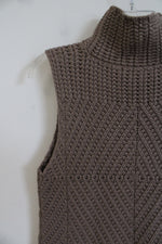 NEW Context Brown Knit Mock Neck Sweater | L