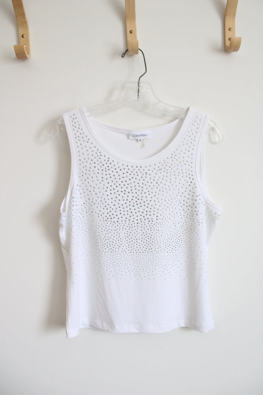 Calvin Klein White Embellished Tank Top | M