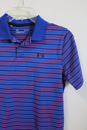 Under Armour Loose Fit Cobalt Blue Polo Shirt | Youth L (14/16)