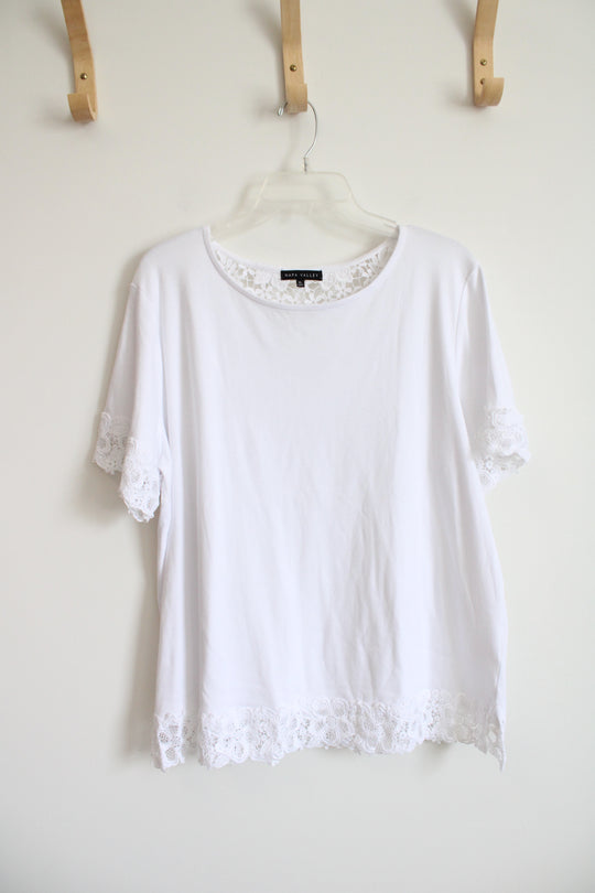 NEW Napa Valley White Lace Edged Top | XL