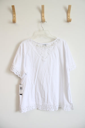 NEW Napa Valley White Lace Edged Top | XL