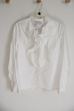 NEW Mare Mare X Anthropologie White Ruffle Front Cotton Shirt | M
