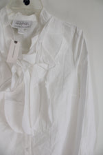 NEW Mare Mare X Anthropologie White Ruffle Front Cotton Shirt | M
