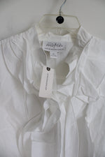 NEW Mare Mare X Anthropologie White Ruffle Front Cotton Shirt | M