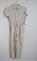 Japna Beige Linen Blend Jumpsuit | M