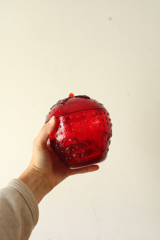 Longaberger Red Glass Strawberry Jar