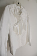 NEW Mare Mare X Anthropologie White Ruffle Front Cotton Shirt | M