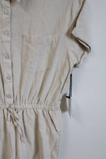 Japna Beige Linen Blend Jumpsuit | M