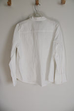 NEW Mare Mare X Anthropologie White Ruffle Front Cotton Shirt | M