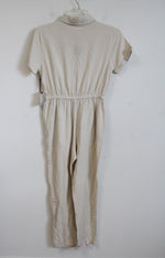 Japna Beige Linen Blend Jumpsuit | M