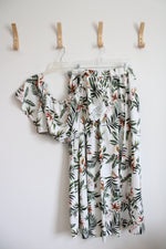 Shein Curve White Tropical Print Cropped Top & Skirt Set | 2XL