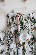 Shein Curve White Tropical Print Cropped Top & Skirt Set | 2XL