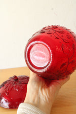 Longaberger Red Glass Strawberry Jar