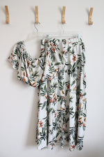 Shein Curve White Tropical Print Cropped Top & Skirt Set | 2XL
