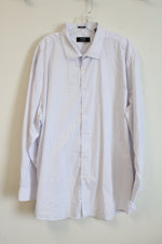 Jones New York White Blue Patterned Long Sleeved Button Down Shirt | 2XLT