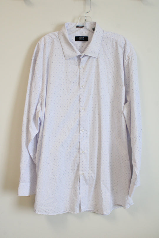 Jones New York White Blue Patterned Long Sleeved Button Down Shirt | 2XLT
