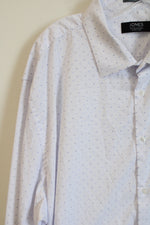 Jones New York White Blue Patterned Long Sleeved Button Down Shirt | 2XLT