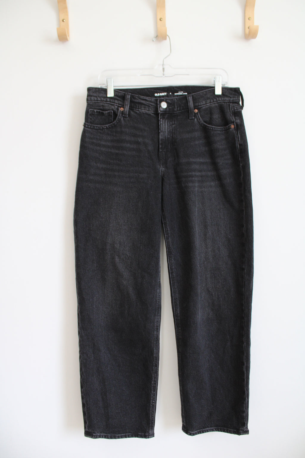 Old Navy Mid-Rise Boyfriend Loose Black Jeans | 6