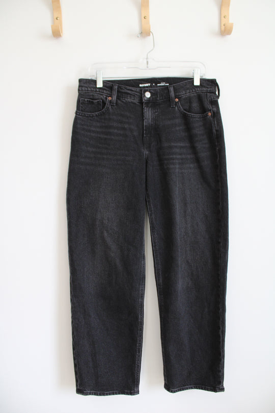 Old Navy Mid-Rise Boyfriend Loose Black Jeans | 6