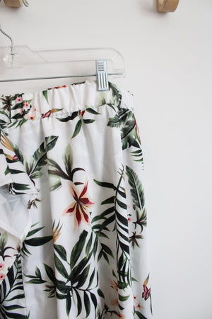 Shein Curve White Tropical Print Cropped Top & Skirt Set | 2XL
