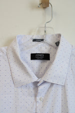 Jones New York White Blue Patterned Long Sleeved Button Down Shirt | 2XLT