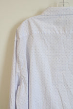 Jones New York White Blue Patterned Long Sleeved Button Down Shirt | 2XLT