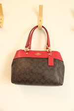 Coach Brooke Carryall Red & Brown Monogram Purse