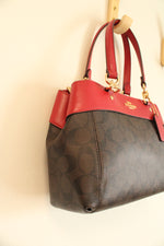 Coach Brooke Carryall Red & Brown Monogram Purse