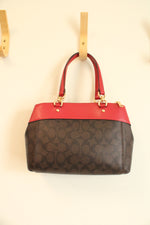 Coach Brooke Carryall Red & Brown Monogram Purse