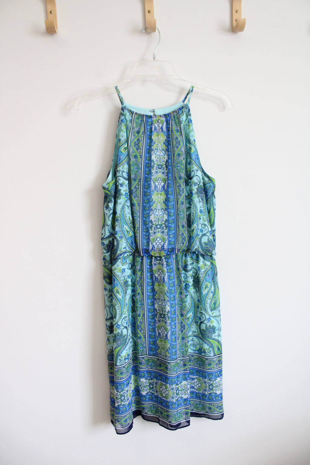 London Times Blue & Green Paisley Patterned Dress | 8