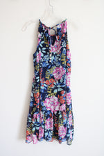 Roz & Ali Navy Blue Floral Chiffon Dress | S