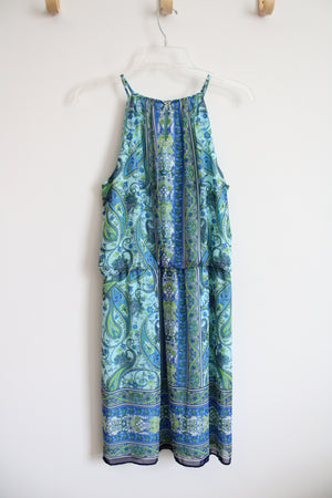 London Times Blue & Green Paisley Patterned Dress | 8