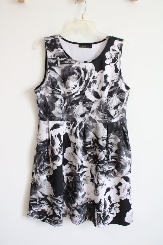 APT. 9 Black White Gray Floral Dress | XL