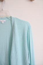 J.Jill Light Blue Linen Blend Open Cardigan | L