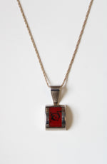 Red Turquoise Sterling Silver Pendant Necklace