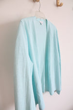 J.Jill Light Blue Linen Blend Open Cardigan | L