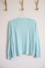 J.Jill Light Blue Linen Blend Open Cardigan | L