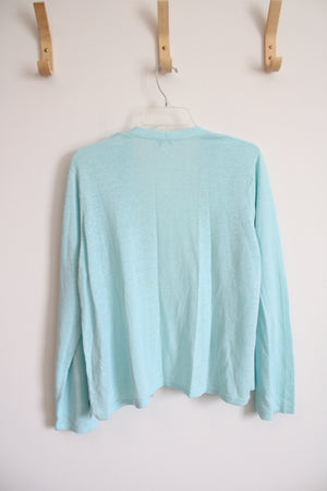 J.Jill Light Blue Linen Blend Open Cardigan | L